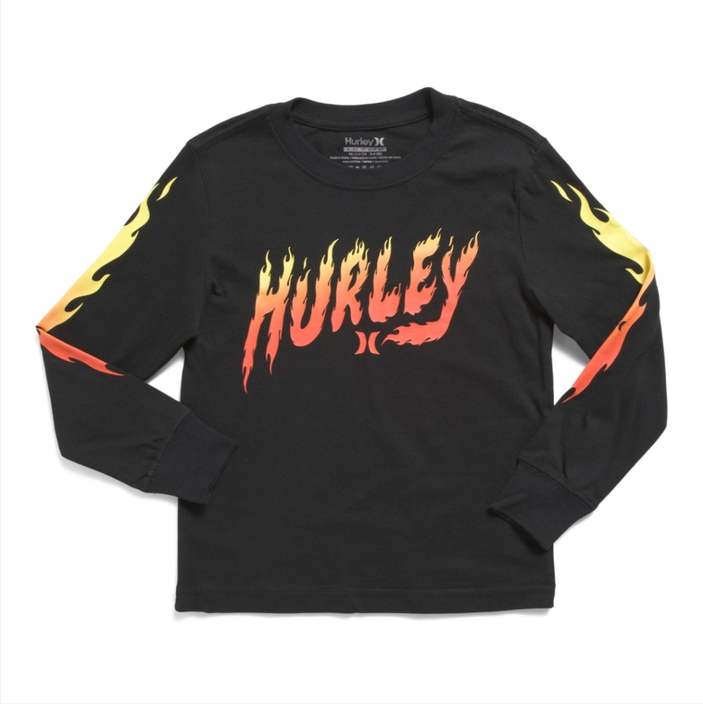 Hurley Kids Black Long Sleeve with Flame Design New